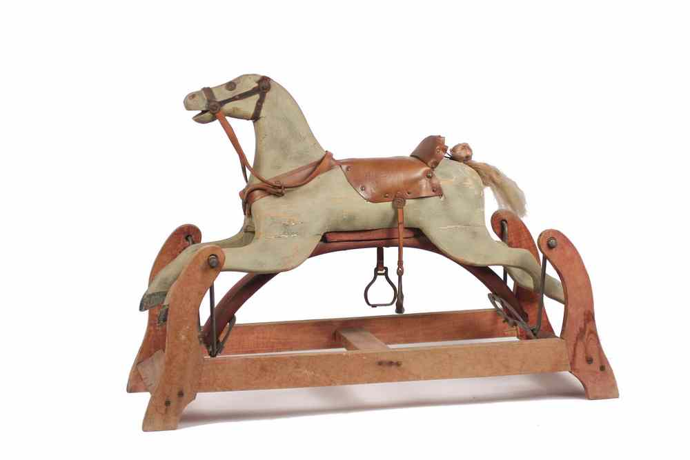 Appraisal: PLATFORM ROCKING HORSE - Late th c Folk Art Platform