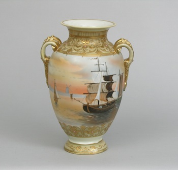 Appraisal: A Nippon Scenic Vase A hand painted Nippon vase with