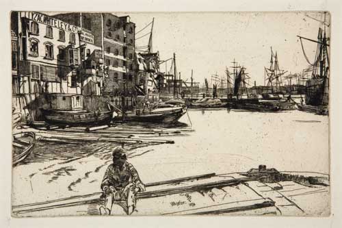 Appraisal: JAMES A M WHISTLER Eagle Wharf Etching on antique cream