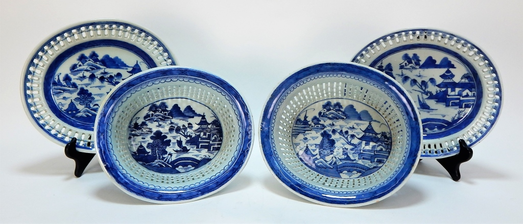 Appraisal: PR C CHINESE CANTON RETICULATED BASKETS China th CenturyMatching blue