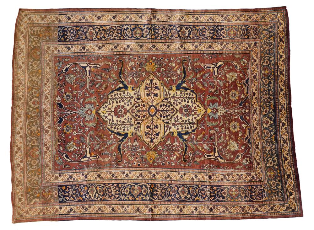 Appraisal: HAJI JALILI TABRIZ PERSIAN SILK CARPETTabriz Persian silk carpet by