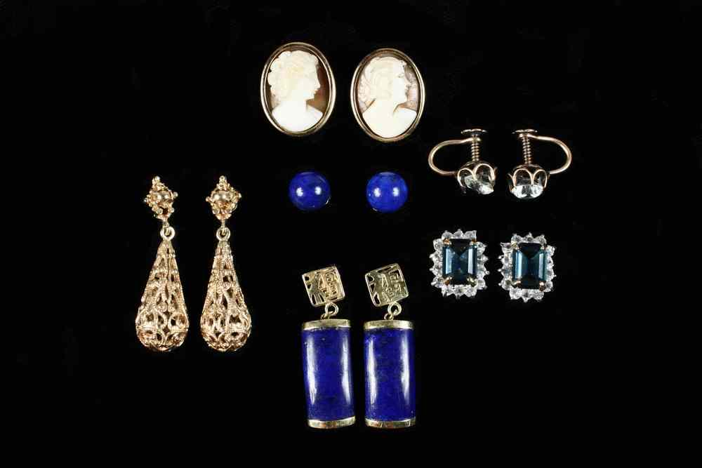 Appraisal: EARRINGS - piece lot includes pair of lapis and gold