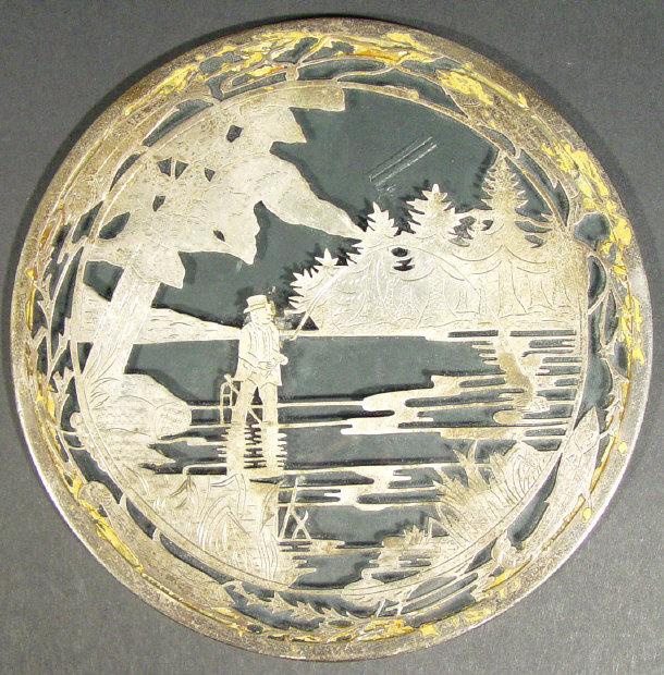 Appraisal: Circular silver and cut glass coaster pierced and chased with