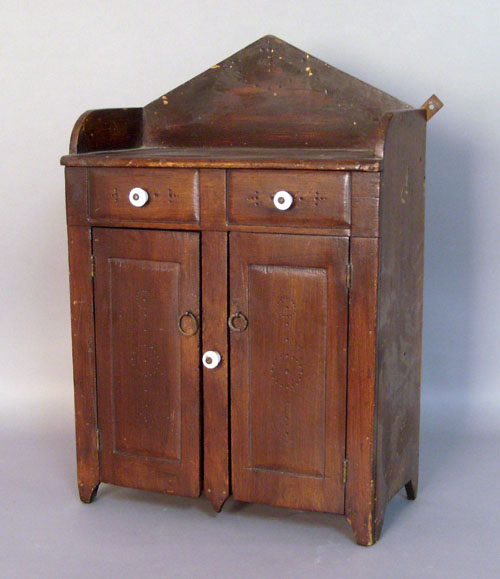 Appraisal: Miniature pine jelly cupboard ca h w