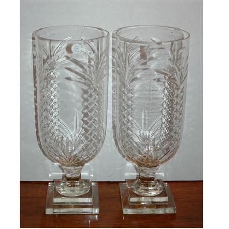 Appraisal: Pair of George III Style Cut Colorless Glass Vases Estimate