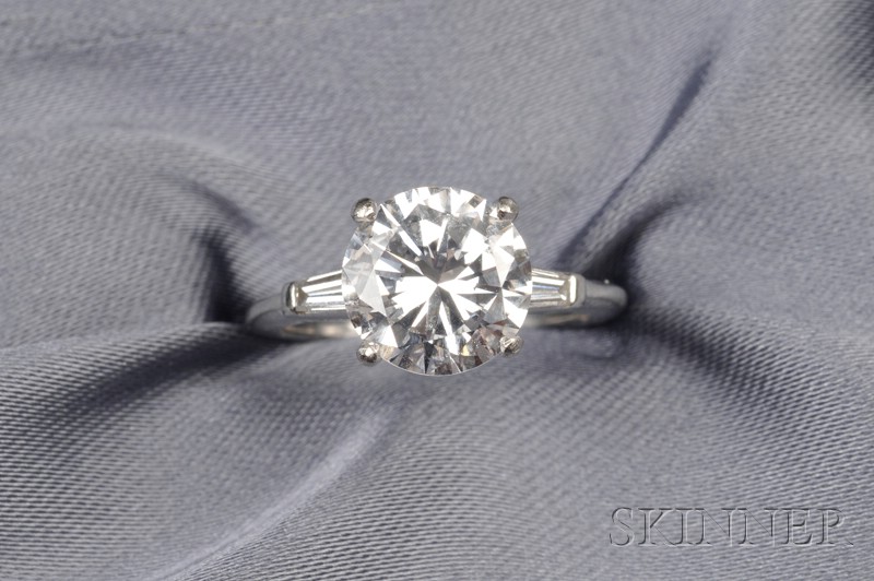 Appraisal: Platinum and Diamond Ring set with a full-cut diamond weighing