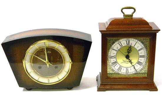 Appraisal: Two clocks modern mantle clock by Zentra shaped geometric case