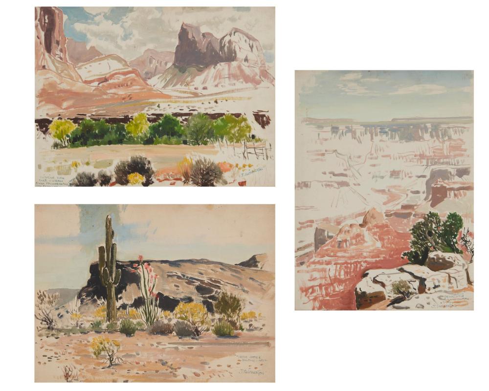 Appraisal: James Swinnerton - Palm Springs CA Three field sketches Desert