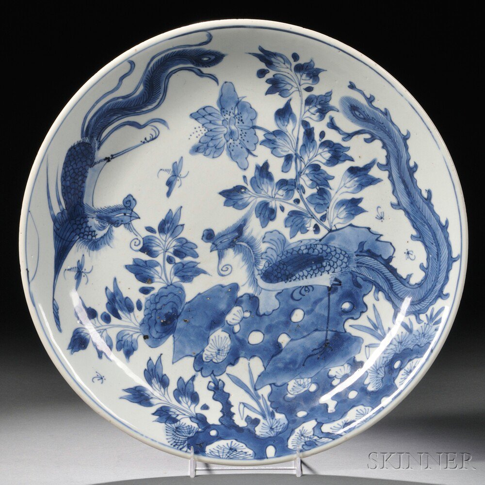 Appraisal: Blue and White Charger China Qing Dynasty decorated with a