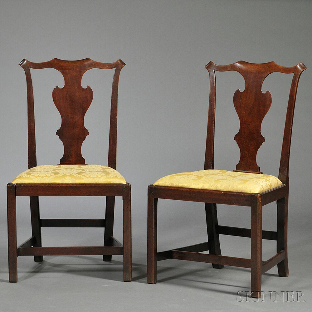 Appraisal: Pair of Walnut Side Chairs probably England late th century