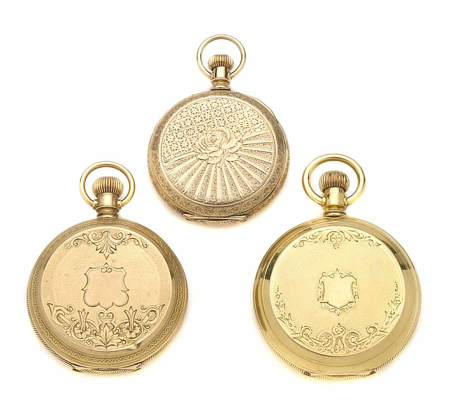 Appraisal: A collection of three gold pocketwatches two k and one