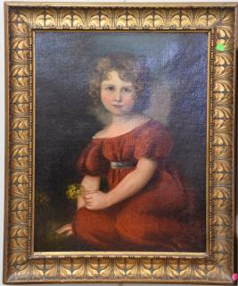 Appraisal: th Century portrait of a young girl in a red