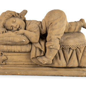 Appraisal: A Concrete Garden Sculpture of a Sleeping Girl th Century