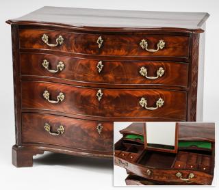 Appraisal: th c George III flame mahogany dressing chest George III