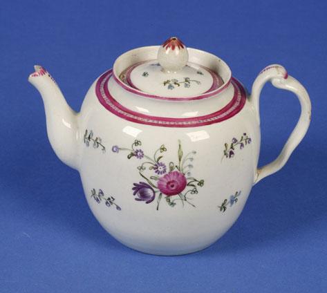 Appraisal: A LUNDS BRISTOL TEAPOT th century the spheroid body with