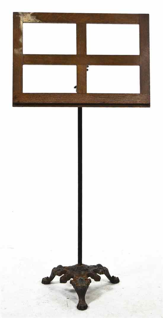 Appraisal: An Oak and Wrought Iron Music Stand of typical form