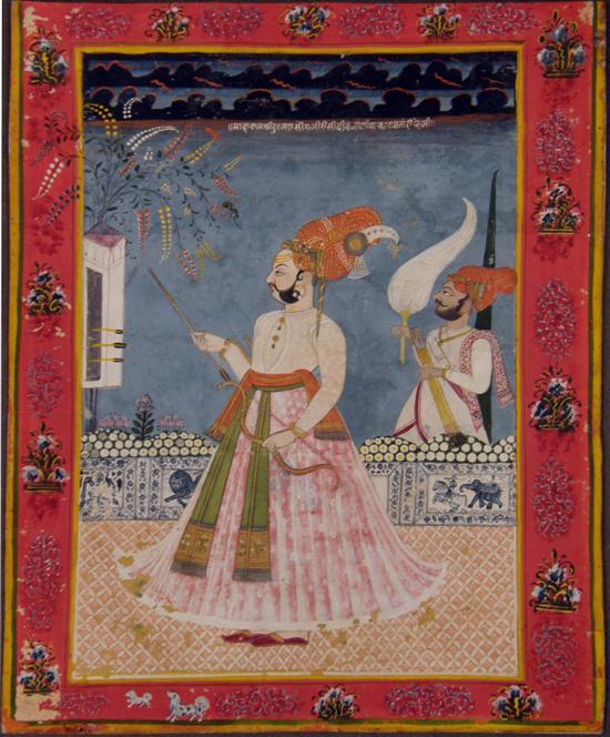 Appraisal: Indian Portrait of a Maharaja holding a bow and arrow