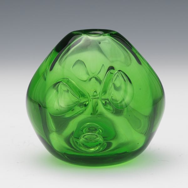 Appraisal: DOMINICK LABINO AMERICAN - x Green glass vase signed and