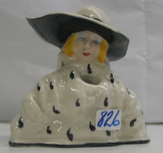 Appraisal: A FRENCH FASHION LADY FIGURAL PORCELAIN INKWELL the lady with