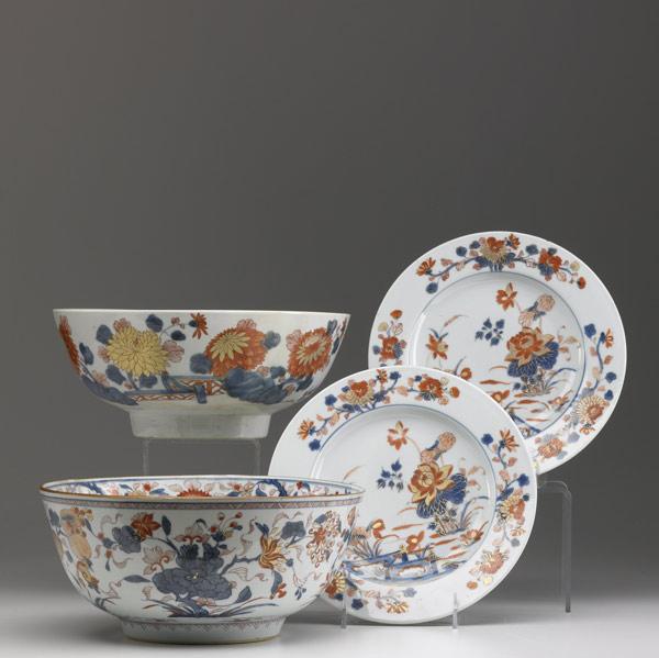 Appraisal: CHINESE IMARI Four pieces includes two deep bowls and two