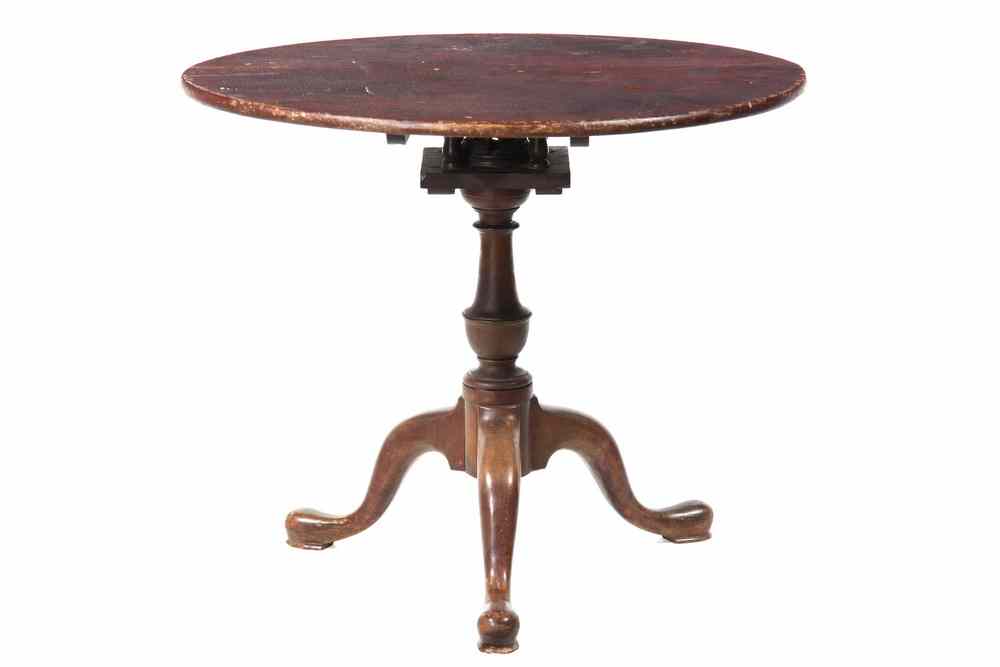 Appraisal: PERIOD QUEEN ANNE TEA TABLE - Solid Mahogany Queen Anne