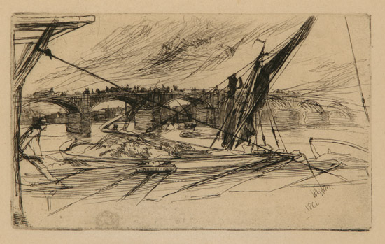 Appraisal: James Abbott McNeil Whistler American - Vauxhall Bridge Kennedy Etching