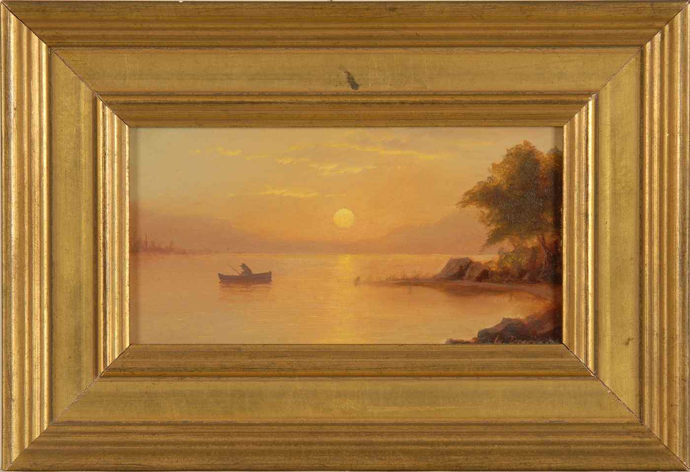 Appraisal: WILLIAM R DAVISAmerican b Fishing at Sunset'' Signed lower right