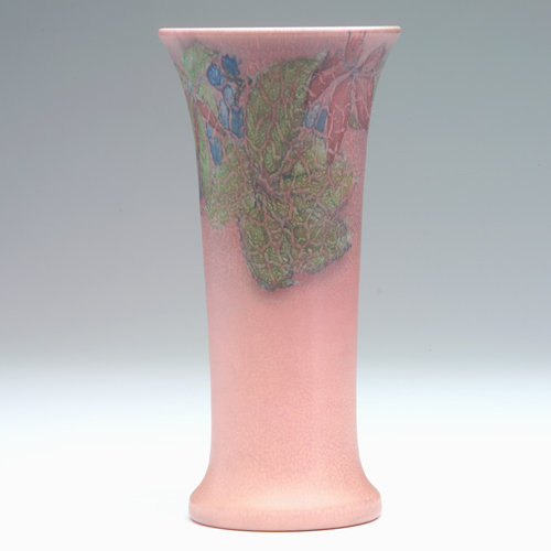 Appraisal: ROOKWOOD Wax Matte flaring vase painted by unidentified artist with