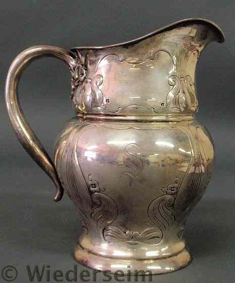 Appraisal: Sterling silver Art Nouveau five-pint water pitcher by Gorham h