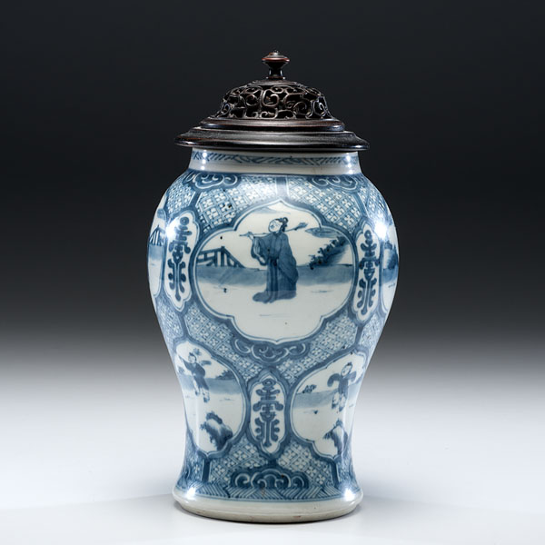 Appraisal: Chinese Kangxi Period An underglaze blue and white decorated vase