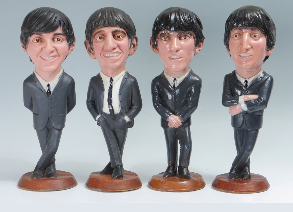 Appraisal: ESCO CHALKWARE BEATLES FIGURINES Complete set of all Beatles painted