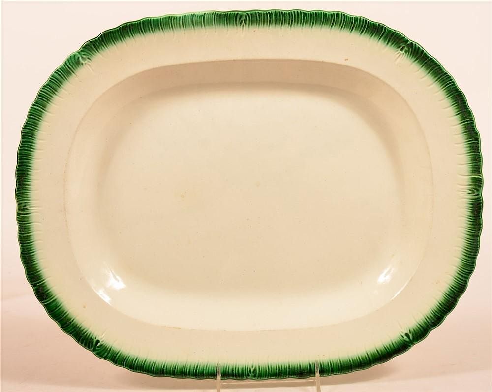 Appraisal: Leeds Soft Paste Green Feather Edge Platter Leeds Soft Paste