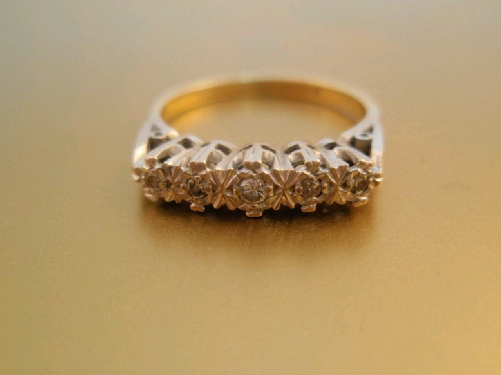 Appraisal: An ct gold stone diamond in line set ring Birmingham