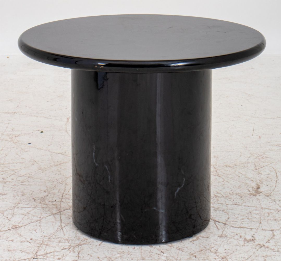 Appraisal: KARL SPRINGER STYLE BLACK FAUX MARBLE SIDE TABLE Karl Springer