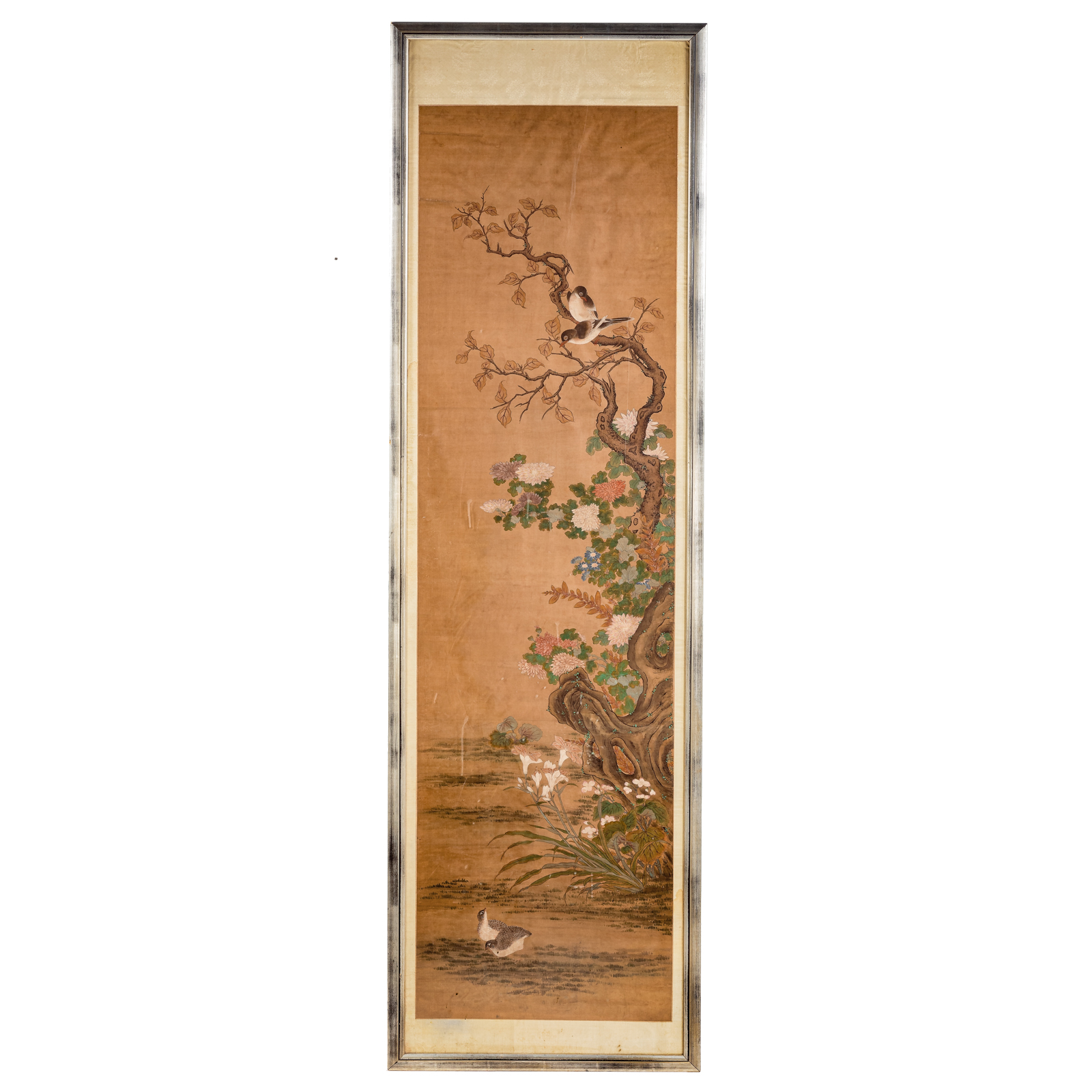 Appraisal: CHINESE TH CENTURY HAND PAINTED SCROLL Depicting a landscape with