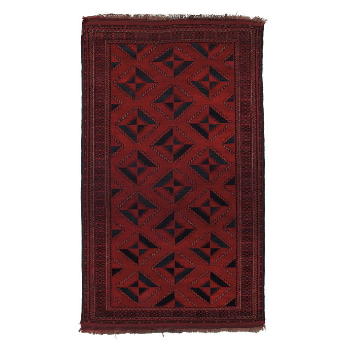 Appraisal: Ersari rug c geometric pattern on a red field minor