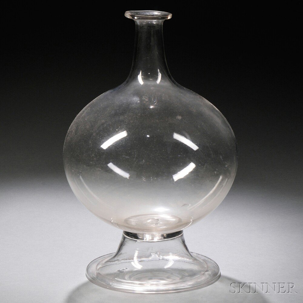 Appraisal: Colorless Blown Glass Lace-maker's Lamp th century baluster form with