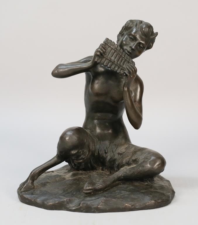 Appraisal: EUROPEAN BRONZE FINERY BRONZE FIGURE OF PANCast bronze figure of