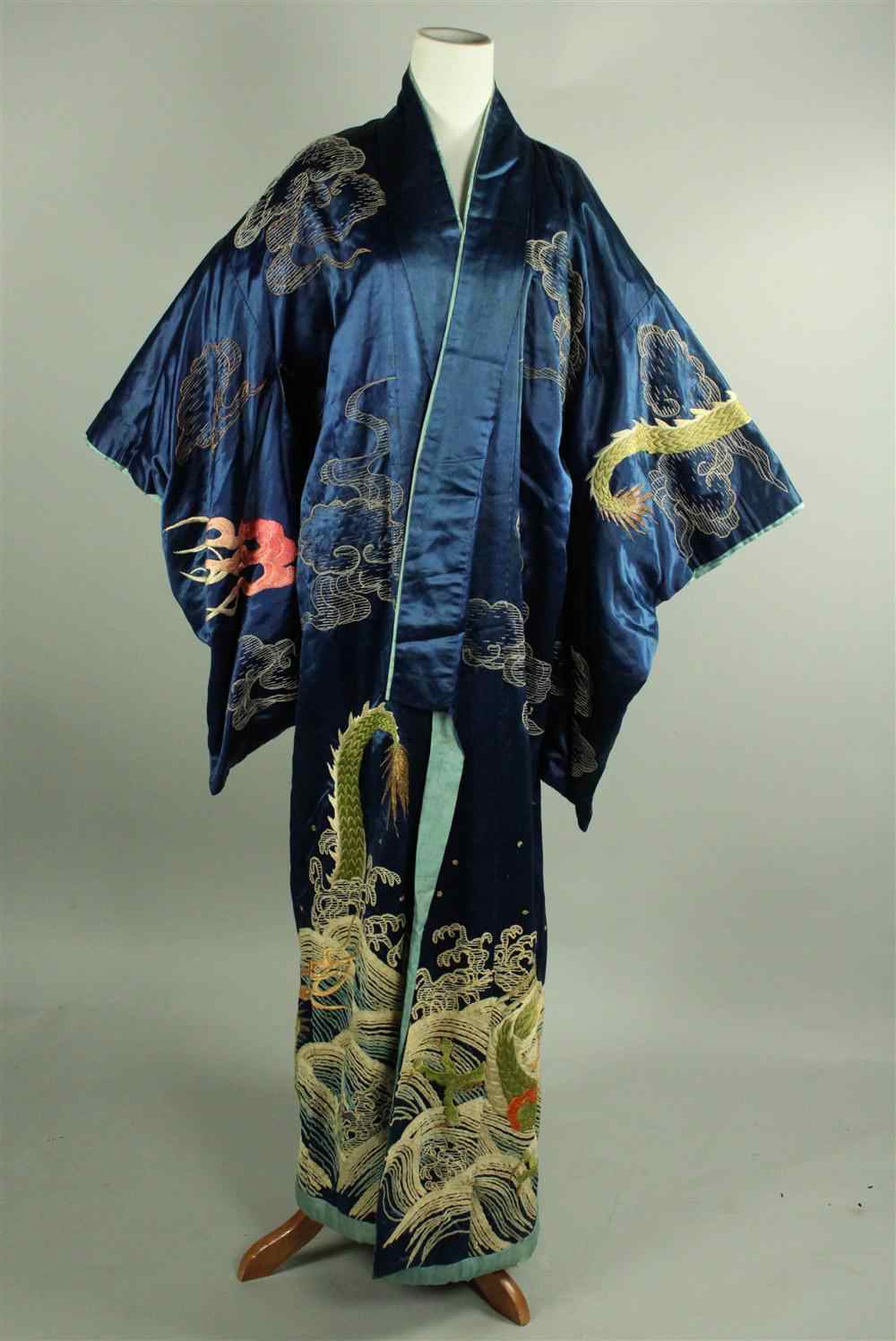 Appraisal: JAPANESE SILK EMBROIDERED LONG ROBE MEIJI PERIOD TH CENTURY the