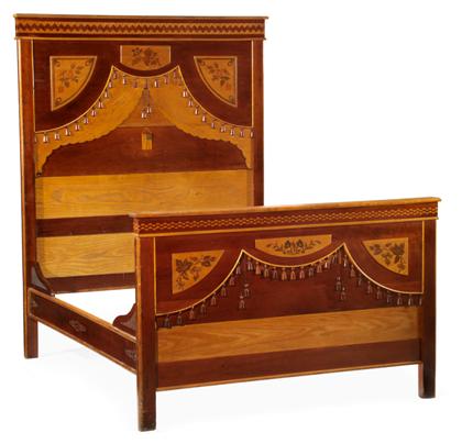 Appraisal: Inlaid bedroom suite including a dresser bed and two mirrors