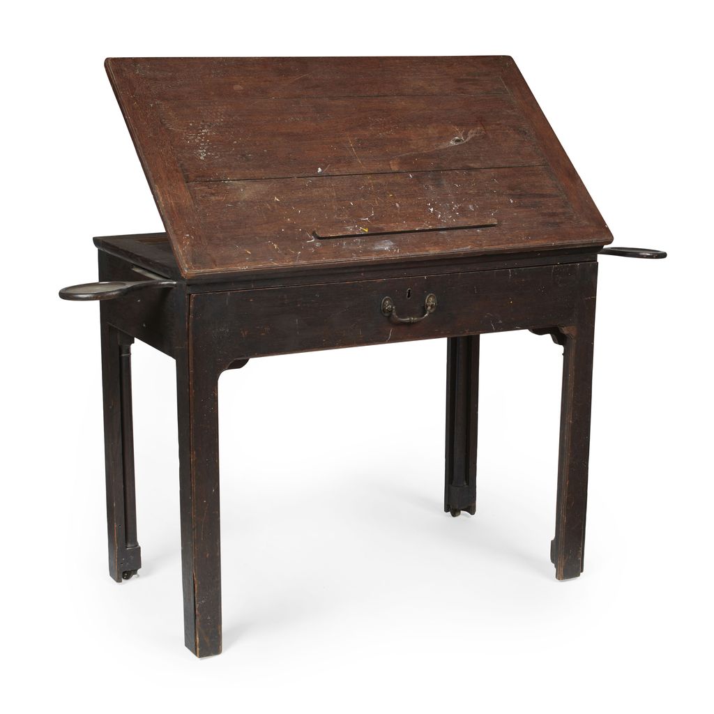 Appraisal: GEORGE III OAK ARCHITECT'S TABLE TH CENTURY the ratchet adjustable