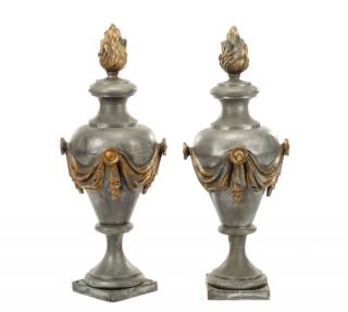 Appraisal: Pair of Architectural Parcel Gilt Flambeau Finials th century A