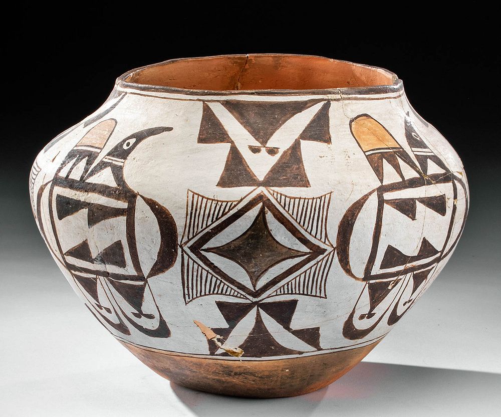 Appraisal: Early th C Acoma Polychrome Jar w Stylized Birds Native