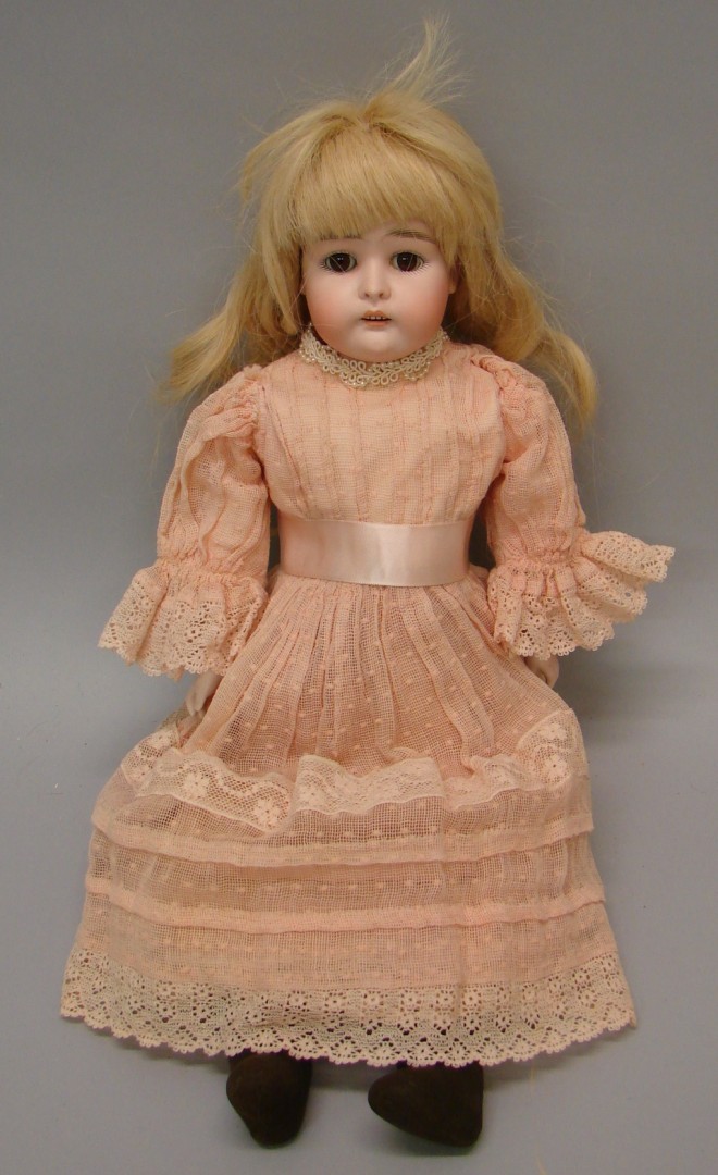 Appraisal: C Made in Germany shoulderhead doll Brown sleep eyes open