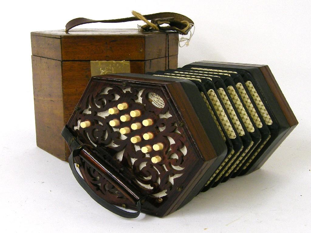 Appraisal: Butler three row Anglo concertina the twenty seven bone buttons