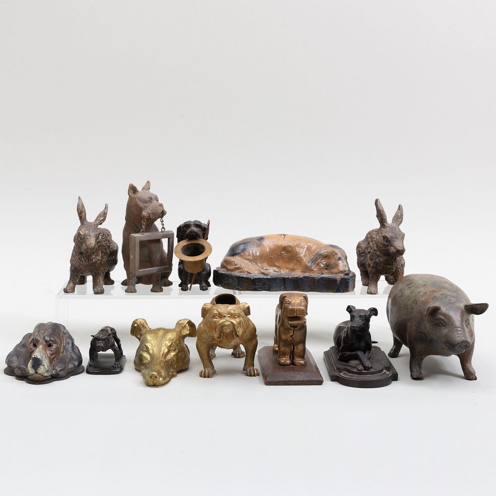 Appraisal: Group of Eleven Bronze Metal and Pottery Models of Animals