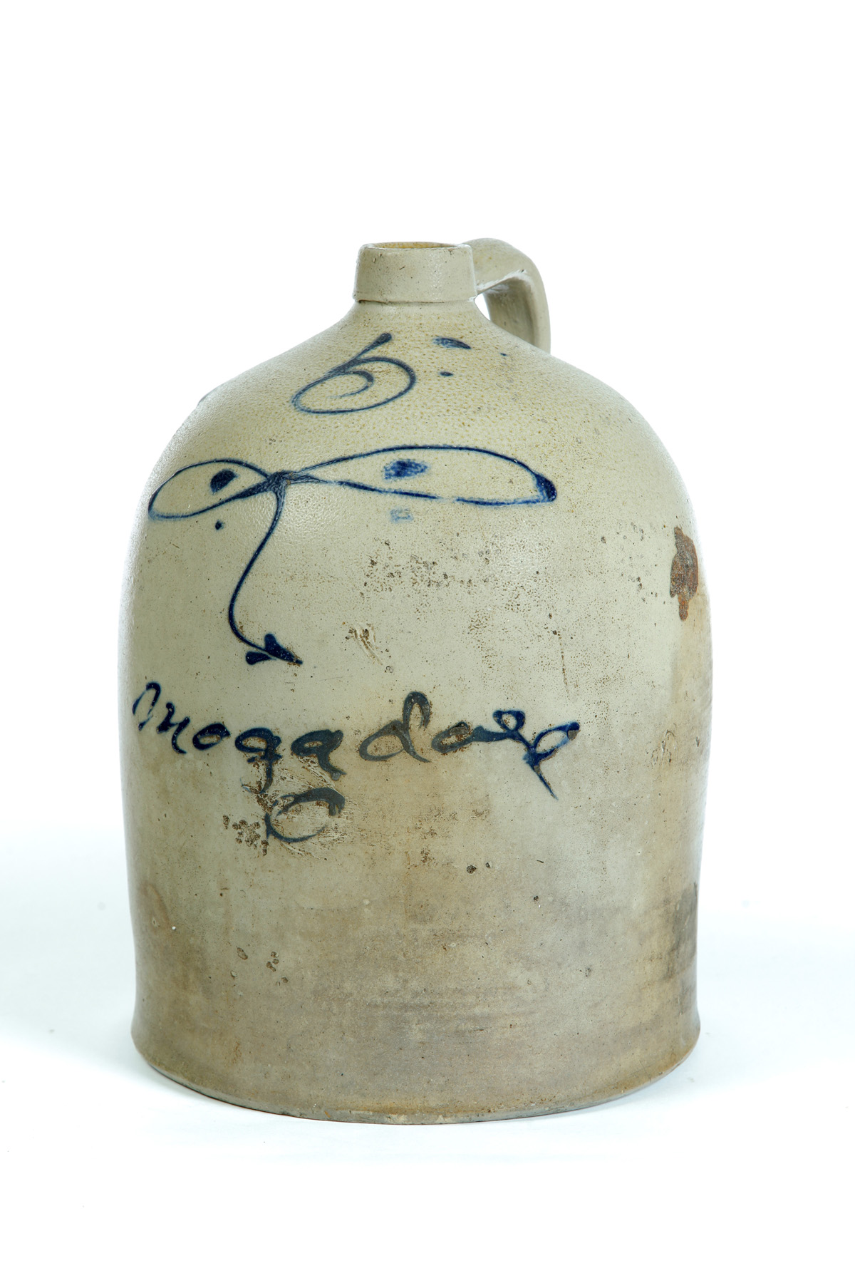 Appraisal: OHIO STONEWARE JUG Second half- th century Brushed cobalt Mogadore