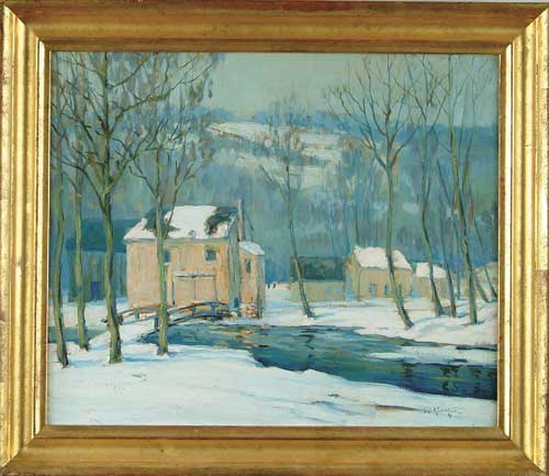 Appraisal: WALTER KOENIGER American - WINTER HOMESTEAD Oil on canvas winter