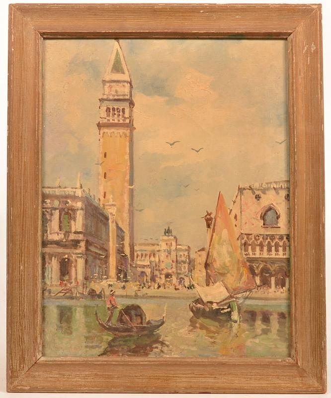 Appraisal: Unsigned Oil on Canvas Venice Scene Unsigned Early th Century