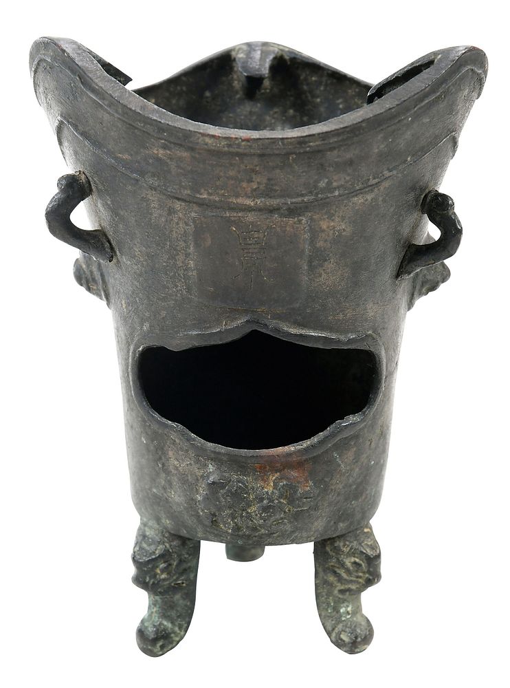 Appraisal: Asian Bronze Tripod Censer Chinese Japanese possibly th century tapered